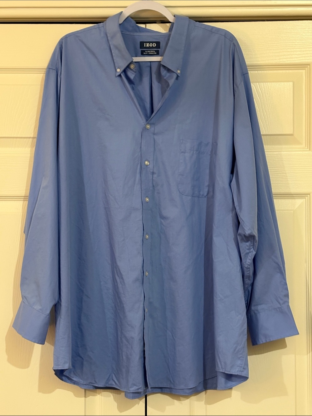 Izod Men's Light Blue Button-Down Dress Shirt Big Fit 20” 34/35”